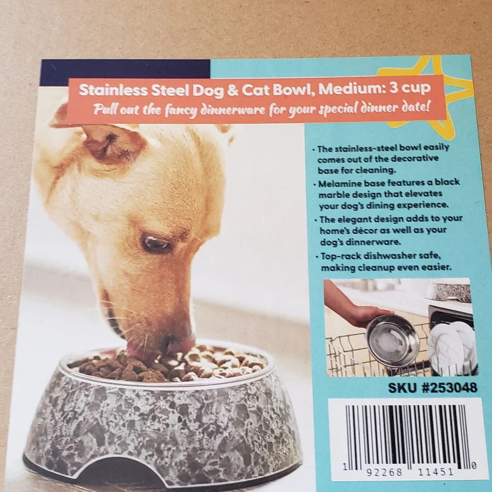 Source Unknown Stainless Steel Dog Bowl with Decorative Base